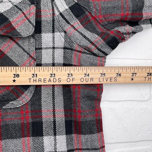 Duluth Shirt Mens XLarge Tall Gray Red Plaid Flannel Heavy Burleyweight Work - Picture 7 of 11